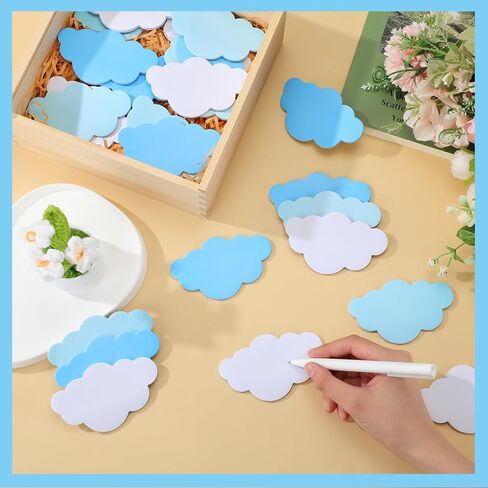 Jetec 24 Pcs Cloud Sticky Notepads Self Sticky Memo Tabs Cute Easy to Post for Men Women Stationery Office Home Wedding Birthday Party Decor Teacher Appreciation Supplies, 30 Sheets/pad in Kuwait