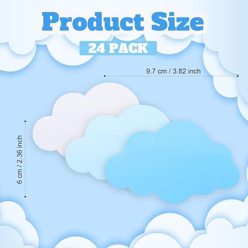 Jetec 24 Pcs Cloud Sticky Notepads Self Sticky Memo Tabs Cute Easy to Post for Men Women Stationery Office Home Wedding Birthday Party Decor Teacher Appreciation Supplies, 30 Sheets/pad in Kuwait