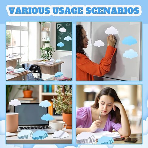 Jetec 24 Pcs Cloud Sticky Notepads Self Sticky Memo Tabs Cute Easy to Post for Men Women Stationery Office Home Wedding Birthday Party Decor Teacher Appreciation Supplies, 30 Sheets/pad in Kuwait