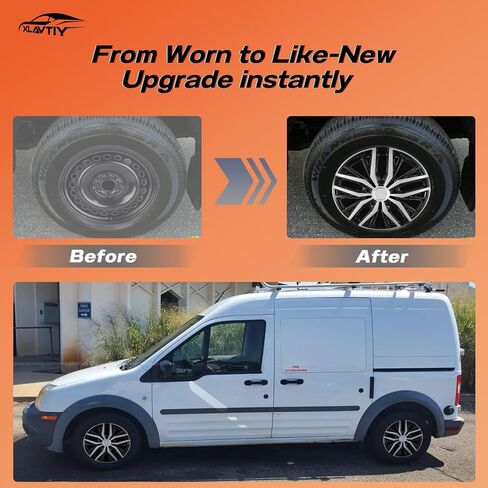 14 Inch Universal Hubcaps Wheel Covers, Snap-On Wheel Rim Covers for Cars and SUVs, Compatible with Most Steel Wheels, Set of 4 (Silver and Black) in Kuwait