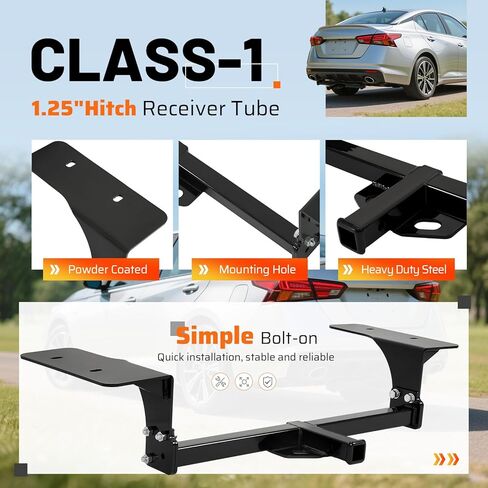 Class 1 Rear Trailer Hitch, 1.25 Inch Receiver Compatible with 2007-2013 Nissan Altima 4 Door Sedan, 2009-2021 Nissan Maxima, 2014-2021 Altima 2000LBS Steel in Kuwait