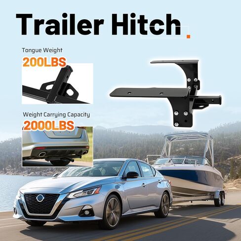 Class 1 Rear Trailer Hitch, 1.25 Inch Receiver Compatible with 2007-2013 Nissan Altima 4 Door Sedan, 2009-2021 Nissan Maxima, 2014-2021 Altima 2000LBS Steel in Kuwait