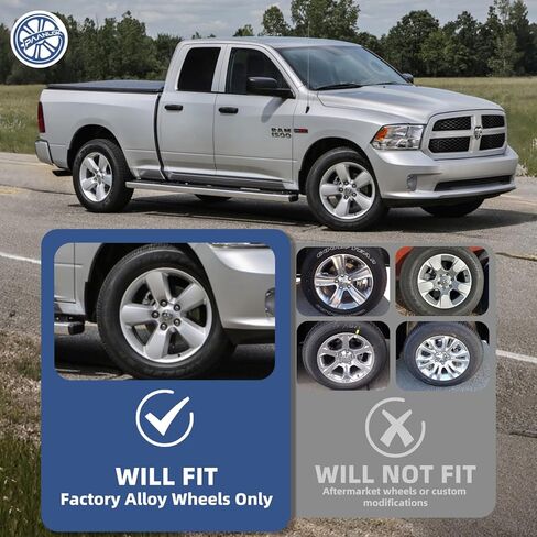 جلود عجلة سوداء لامعة مقاس 20 بوصة لـ 2013-2024 Dodge Ram 1500 & Ram 1500 Classic OEM 5 عجلات مصنوعة من سبائك معدنية، متوافقة مع جزء OEM # 1UB17TRMAC و1UB17GSAAC، أغطية حافة قابلة للتركيب 4 عبوات in Kuwait