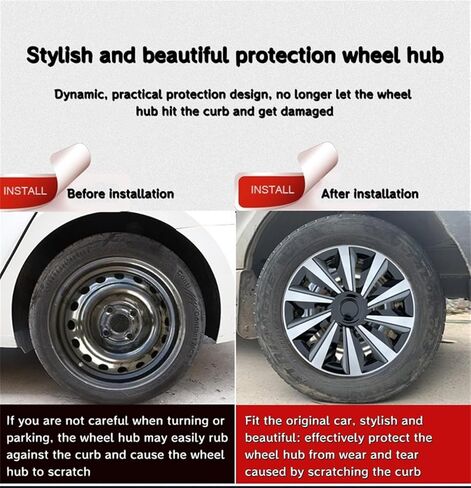 Hubcap Wheel Cover Replacement, Rims 13 14 15 16 Inch Universal Wheel Hub Caps Cover, ABS Material Exterior Accessories Snap On Car Truck SUV -Set of 4 (Pink, 14") in Kuwait