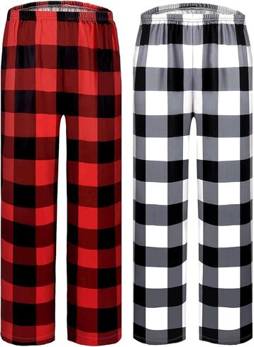 HONGTEYA 2PCS Boys Christmas Pants with Pockets Soft Long Loose Bottom Indoor Outdoor Xmas Holiday Trousers 8-16 Years (US, Age, 14 Years, 16 Years, Red+Green) in Saudi Arabia