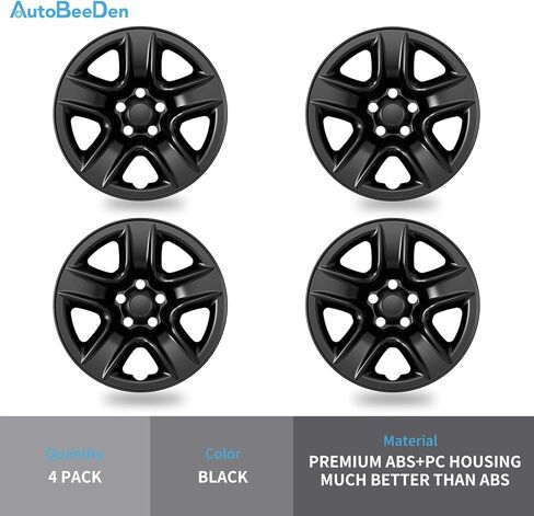 4-Pack 17 inch Wheel Skins Compatible with Toyota RAV4 2006 2007 2008 2009 2010 2011 2012, Fit 17" Alloy Wheel Only, Bright Black Color Wheel Cover in Saudi Arabia