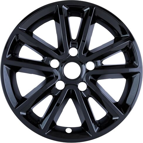 مجموعة جلد العجلة السوداء اللامعة مقاس 17 بوصة من PACRIM مصنوعة لـ Dodge Caravan (2017-2020) وDodge Journey (2014-2019) | غطاء إطار من بلاستيك ABS المتين | يناسب مباشرة عجلة OEM in Kuwait