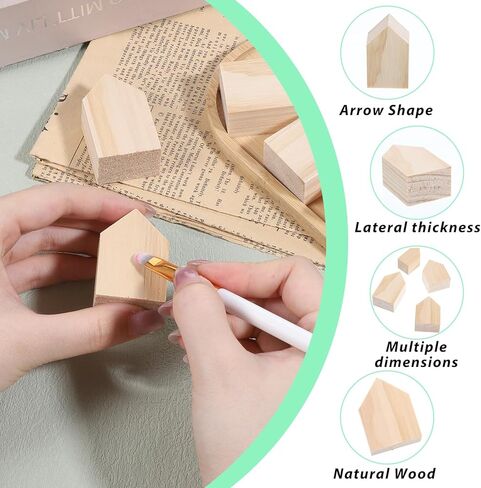 8Pcs 4Sizes Wood Houses for Crafts, 0.75Inch Thick Blank Unfinished Wood House Shaped Blocks Freestanding Blank Wooden Cutouts Farmhouse for Home Kitchen Office Shelf Coffee Bar Decor in Saudi Arabia