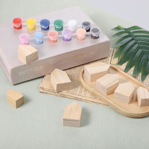8Pcs 4Sizes Wood Houses for Crafts, 0.75Inch Thick Blank Unfinished Wood House Shaped Blocks Freestanding Blank Wooden Cutouts Farmhouse for Home Kitchen Office Shelf Coffee Bar Decor in Saudi Arabia