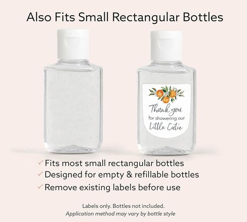 30 Pack 1 oz Mini Hand Sanitizer Favor Labels for Baby Shower – Thank You for Showering Our Little Cutie, High Gloss Waterproof Orange Clementine Citrus Theme Gender Neutral Party Favors S350-1 in Kuwait