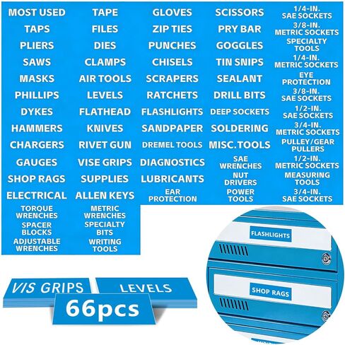 4"x 1" Universal Magnetic Tool Box Label, 66 PCS Tool Chest Drawer Labels, Strong Magnetic Labels with Clear & Durable Print, Fits All Steel Toolbox Drawers of All Brands (Black) in Saudi Arabia