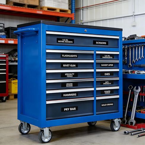 4"x 1" Universal Magnetic Tool Box Label, 66 PCS Tool Chest Drawer Labels, Strong Magnetic Labels with Clear & Durable Print, Fits All Steel Toolbox Drawers of All Brands (Black) in Kuwait