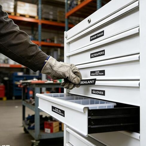 4"x 1" Universal Magnetic Tool Box Label, 66 PCS Tool Chest Drawer Labels, Strong Magnetic Labels with Clear & Durable Print, Fits All Steel Toolbox Drawers of All Brands (Black) in Kuwait