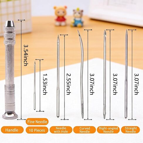Copper Handle Sewing Awl Kit Leather Canvas Shoe Repair Tool with 4 Steel Needles 10 Fine Hole Needles DIY Craft (Pack of 1) in Kuwait