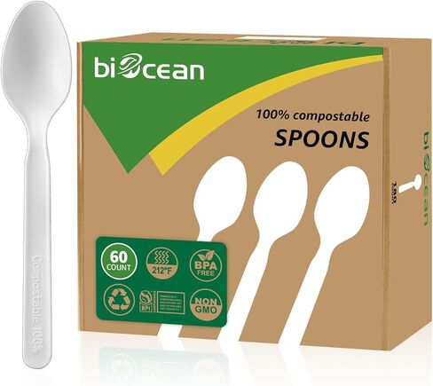 100% Compostable Forks 180 Count Disposable Forks Utensils Set Heavy Duty Fork Silverware Eco Friendly Flatware for Party Camping Picnics Wedding-Ivory White in Saudi Arabia