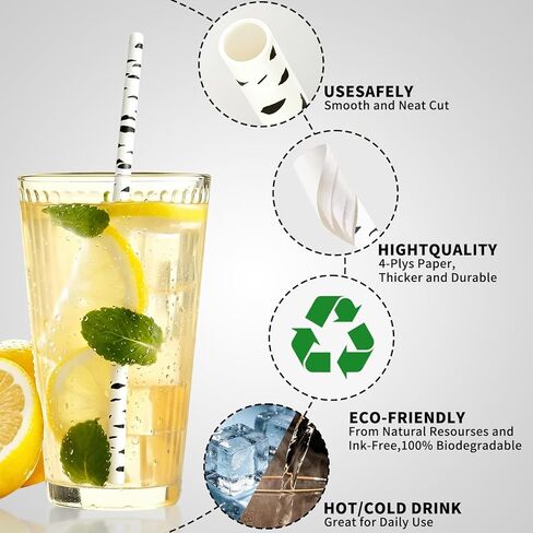 100 Pack Birch Bark Biodegradable Paper Straw for Birthdays, Weddings, Baby Showers Cyber Holiday 2019 Celebrations and Parties in Saudi Arabia