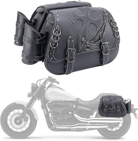 30L Motorcycle Saddlebags Water-Resistant Storage for Harley Sportster Softail Dyna Honda Shadow, Quick-Attach Remove Design with Bottle Bags, Universal Fit Large Capacity Luggage Bags in Saudi Arabia