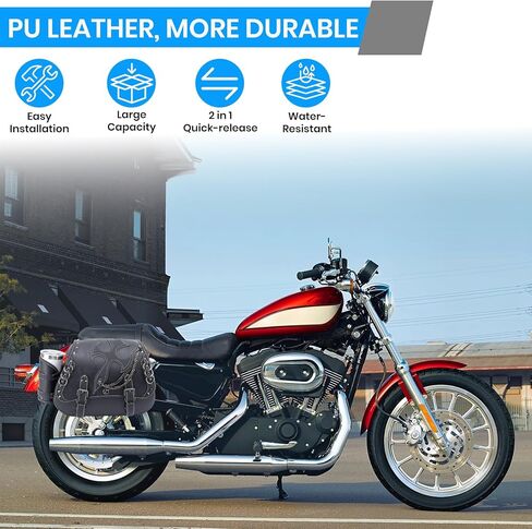 30L Motorcycle Saddlebags Water-Resistant Storage for Harley Sportster Softail Dyna Honda Shadow, Quick-Attach Remove Design with Bottle Bags, Universal Fit Large Capacity Luggage Bags in Saudi Arabia