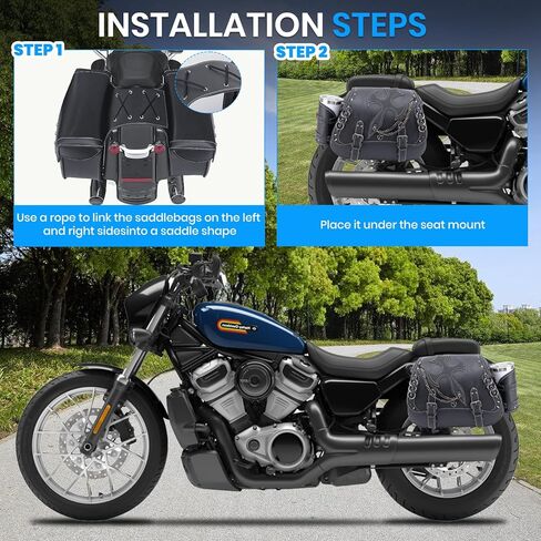 30L Motorcycle Saddlebags Water-Resistant Storage for Harley Sportster Softail Dyna Honda Shadow, Quick-Attach Remove Design with Bottle Bags, Universal Fit Large Capacity Luggage Bags in Saudi Arabia