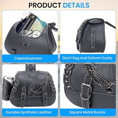 30L Motorcycle Saddlebags Water-Resistant Storage for Harley Sportster Softail Dyna Honda Shadow, Quick-Attach Remove Design with Bottle Bags, Universal Fit Large Capacity Luggage Bags in Saudi Arabia