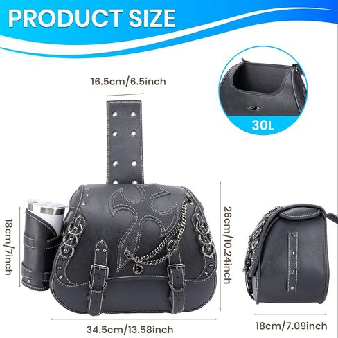 30L Motorcycle Saddlebags Water-Resistant Storage for Harley Sportster Softail Dyna Honda Shadow, Quick-Attach Remove Design with Bottle Bags, Universal Fit Large Capacity Luggage Bags in Saudi Arabia