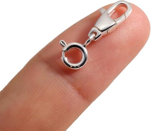 1PC 925 Sterling Silver Lobster Clasp Double End Design Necklace Clasps and Closures,Extender Connector Jewellery Clasp (Silver, S) in Kuwait