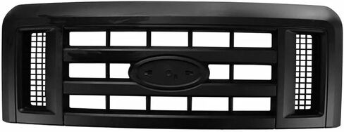 Front Grille Assembly Compatible with Ford 2008-2021 E-150 E-250 E-350 E-450 Super Duty FO1200507 9C2Z8200AA w/o Emblem Provision (Black) in Kuwait