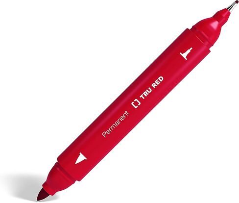 أقلام تحديد دائمة TRU RED، رأس مزدوج، أحمر، 12 عبوة - أقلام تحديد على شكل قلم للكتابة ووضع العلامات والاستخدام المكتبي in Kuwait