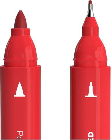 أقلام تحديد دائمة TRU RED، رأس مزدوج، أحمر، 12 عبوة - أقلام تحديد على شكل قلم للكتابة ووضع العلامات والاستخدام المكتبي in Kuwait