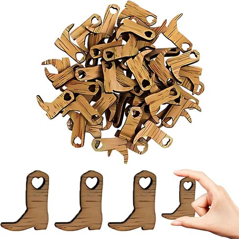 100PCS Miniature Cowboy Boot Decorations Mini Boots Wood Cutouts for DIY Crafts Ornaments Wedding Centerpieces Cowgirl Party Decor Western Accessories and Rustic Charm Embellishments in Saudi Arabia