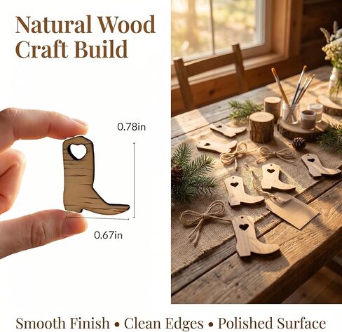100PCS Miniature Cowboy Boot Decorations Mini Boots Wood Cutouts for DIY Crafts Ornaments Wedding Centerpieces Cowgirl Party Decor Western Accessories and Rustic Charm Embellishments in Saudi Arabia