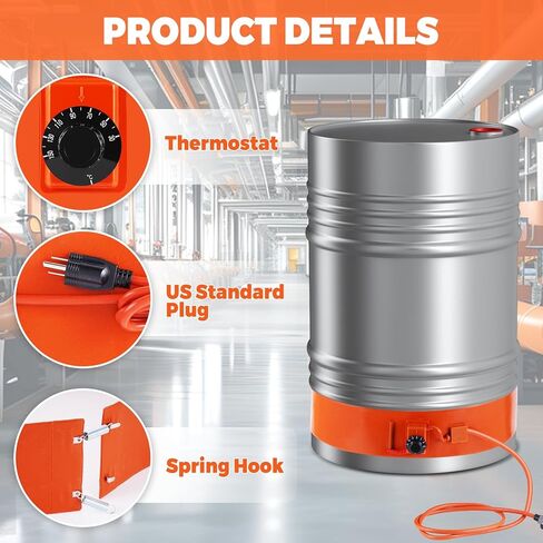 YJINGRUI 55Gal مسخن الطبل 68.5X10 بوصة 2000 واط معدن مسخن الزيت مع ترموستات 30-150 درجة مئوية 110 فولت in Kuwait