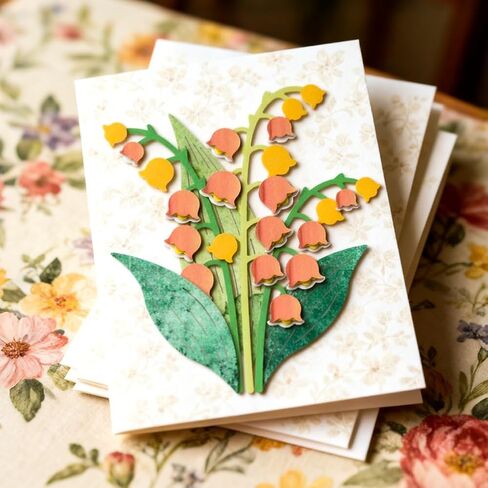 MAYJOYDIY Lily of The Valley Layered Metal Die Cuts Flowers Cutting Dies Leaves Embossing Template Stems Carbon Steel Cutting Stencils for Card Making DIY Scrapbooking Album Handbook Gift Decoration in Kuwait
