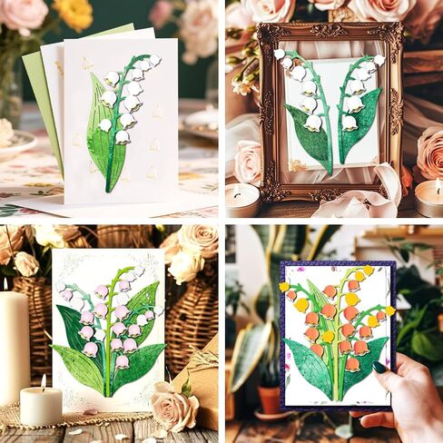 MAYJOYDIY Lily of The Valley Layered Metal Die Cuts Flowers Cutting Dies Leaves Embossing Template Stems Carbon Steel Cutting Stencils for Card Making DIY Scrapbooking Album Handbook Gift Decoration in Kuwait