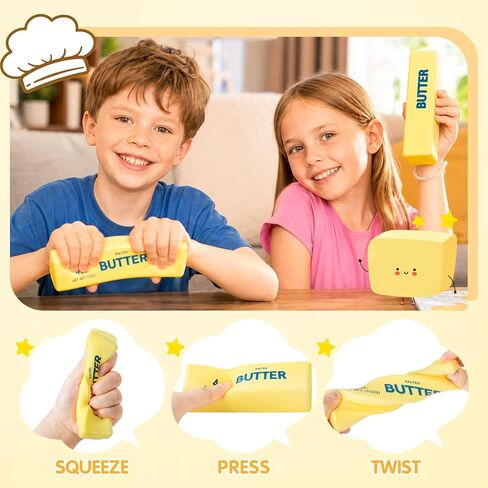 3 Packs Butter Squishy Slow Rising Squeeze Toys, Sensory Fidget Stress Relief Squishies,Soft Realistic Fidget Toys Anxiety Relief Party Favors Dumpling Squishy Butter for Kids＆Adult(Yellow) in Saudi Arabia