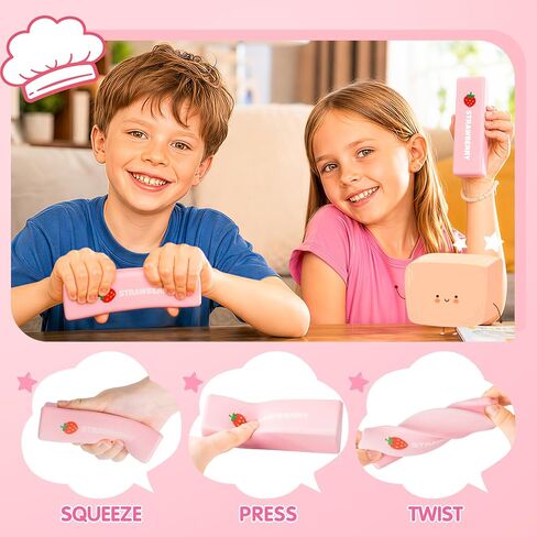 3 Packs Butter Squishy Slow Rising Squeeze Toys, Sensory Fidget Stress Relief Squishies,Soft Realistic Fidget Toys Anxiety Relief Party Favors Dumpling Squishy Butter for Kids＆Adult(Pink) in Saudi Arabia