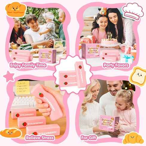 3 Packs Butter Squishy Slow Rising Squeeze Toys, Sensory Fidget Stress Relief Squishies,Soft Realistic Fidget Toys Anxiety Relief Party Favors Dumpling Squishy Butter for Kids＆Adult(Pink) in Saudi Arabia