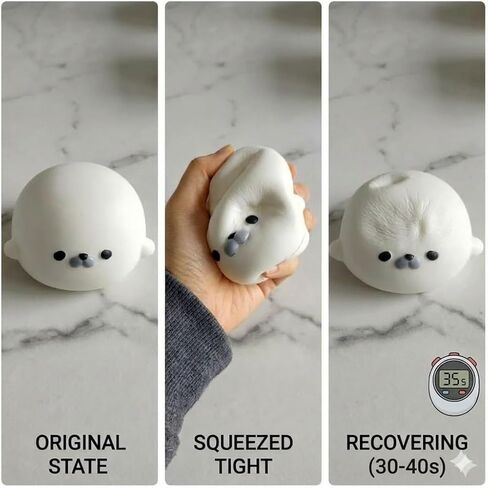 Jumbo Seal Squishy Toy, 4.7 Inch Ultra Slow Rising Cream Scented Kawaii Sea Lion,Stress Relief Squeeze Toy for Adults,Soft Sensory Squeeze Bun for Office Desk Party Favors(White) in Saudi Arabia