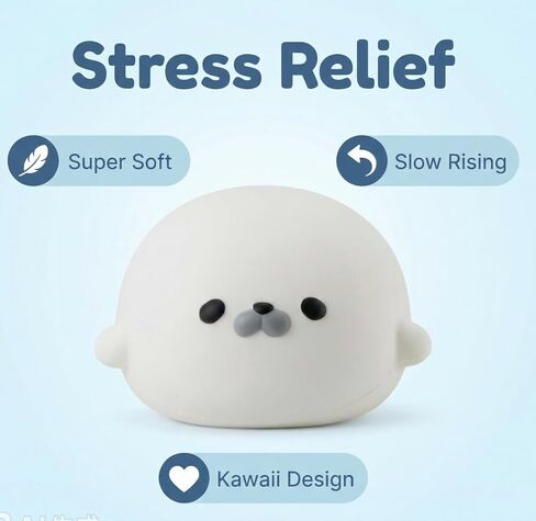 Jumbo Seal Squishy Toy, 4.7 Inch Ultra Slow Rising Cream Scented Kawaii Sea Lion,Stress Relief Squeeze Toy for Adults,Soft Sensory Squeeze Bun for Office Desk Party Favors(White) in Saudi Arabia