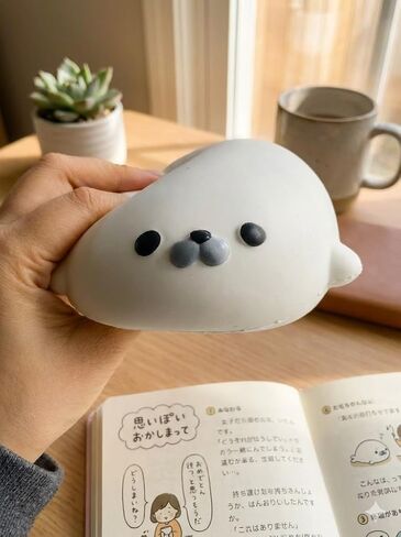 Jumbo Seal Squishy Toy, 4.7 Inch Ultra Slow Rising Cream Scented Kawaii Sea Lion,Stress Relief Squeeze Toy for Adults,Soft Sensory Squeeze Bun for Office Desk Party Favors(White) in Saudi Arabia
