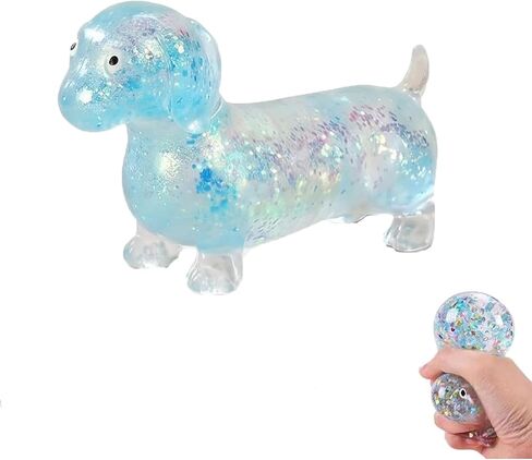 Dachshund Squishy Stress Toy,Glitter Dog Maltose Stress Ball, Slow Rise Fidget for Anxiety Relief, Soft Squeeze Desk Gadget for Home Office Travel (Pink) in Saudi Arabia
