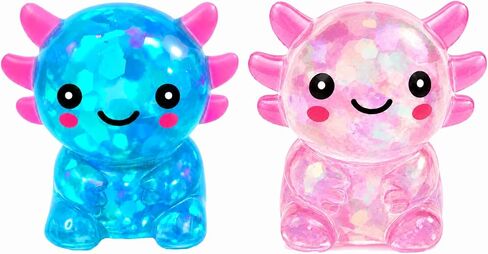 2packs Axolotl Squishy Toy، Glitter Fidget Toys لطيف Axolotl الإجهاد تخفيف الضغط لعبة هدايا للأطفال الشباب البالغين، هدايا الحفلات Squishies Toys (bluepink) in Kuwait