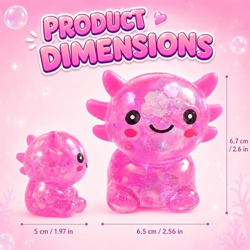 2packs Axolotl Squishy Toy، Glitter Fidget Toys لطيف Axolotl الإجهاد تخفيف الضغط لعبة هدايا للأطفال الشباب البالغين، هدايا الحفلات Squishies Toys (bluepink) in Kuwait