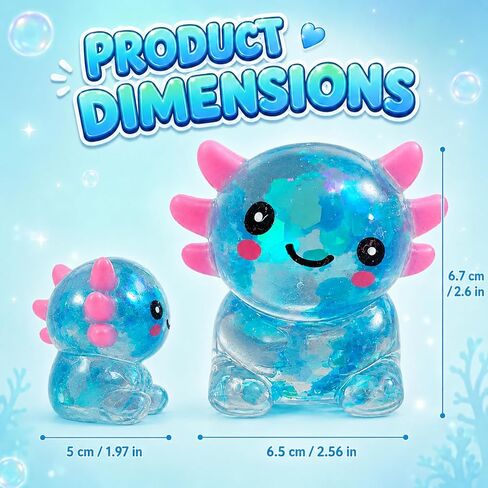 2packs Axolotl Squishy Toy، Glitter Fidget Toys لطيف Axolotl الإجهاد تخفيف الضغط لعبة هدايا للأطفال الشباب البالغين، هدايا الحفلات Squishies Toys (bluepink) in Kuwait