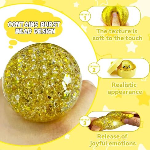 2 Pcs 2.2" Mini Glitter Dumpling Squishy, Dumpling Squishy Mystery Box, Colorful Dumplings Stress Balls Fidget Sensory Toys, Stress Relief Squeeze Fidget Toy for Kids Adults(Pink+glod) in Saudi Arabia