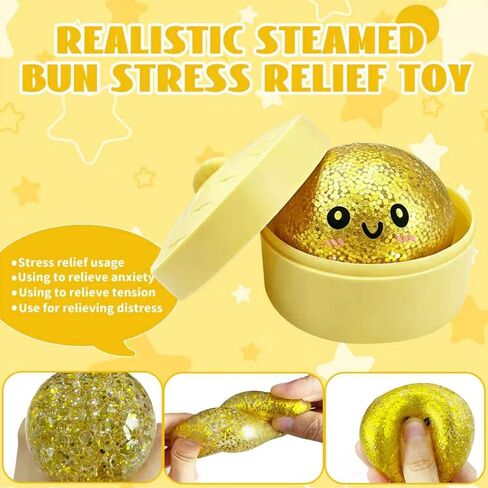 2 Pcs 2.2" Mini Glitter Dumpling Squishy, Dumpling Squishy Mystery Box, Colorful Dumplings Stress Balls Fidget Sensory Toys, Stress Relief Squeeze Fidget Toy for Kids Adults(Pink+glod) in Saudi Arabia
