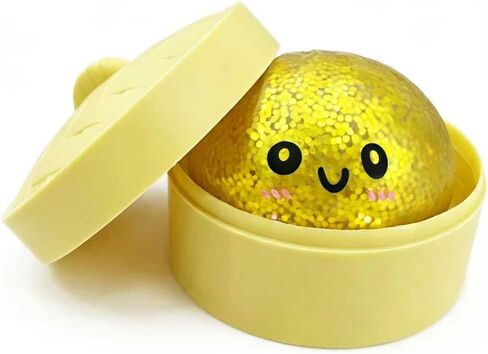 2 Pcs 2.2" Mini Glitter Dumpling Squishy, Dumpling Squishy Mystery Box, Colorful Dumplings Stress Balls Fidget Sensory Toys, Stress Relief Squeeze Fidget Toy for Kids Adults(Pink+glod) in Saudi Arabia