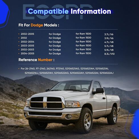 ECCPP Hydraulic Complete Power Steering Rack and Pinion Assembly Fit for Dodge Ram 1500 2002-2005 3.7L 3.9L 4.7L 5.7L 5.9L 8.3L (4x4 Models Only) 52106521AG in Kuwait