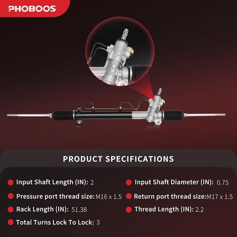 مجموعة رف وترس التوجيه الهيدروليكي من PHOBOOS متوافقة مع Toyota Camry 1997-2001، Avalon 1997-2004 وLexus ES300 1997-2001، مع نهايات قضيب التعادل الخارجي، ملاءمة مباشرة، المرجع. 26-1690، ES3306 in Kuwait