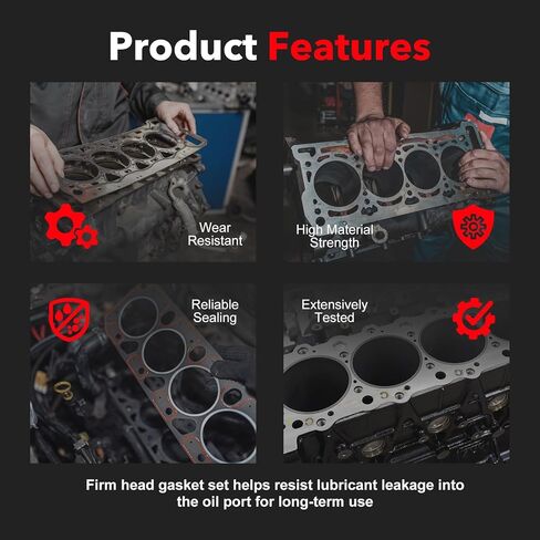 Cylinder Head Gasket Set HS26191PT1 Compatible with 2002-2011 Sierra Silverado 1500 Tahoe Yukon 2006-2011 Suburban 1500 2003-2008 Express 2500 4.8 L 2007 Avalanche CS9284 in Saudi Arabia